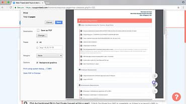 How to print visa checklists in Couponbed